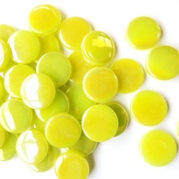 Glas Rondjes Penny 18mm Parelmoer 50 Gram Lichtgeel 027P