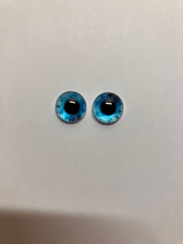 Cabochon Oogjes 10 mm Ronde pupillen 2 stuks Zeeblauw