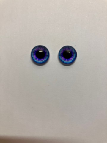 Cabochon Oogjes 10 mm Ronde pupillen 2 stuks Blauw-Paars