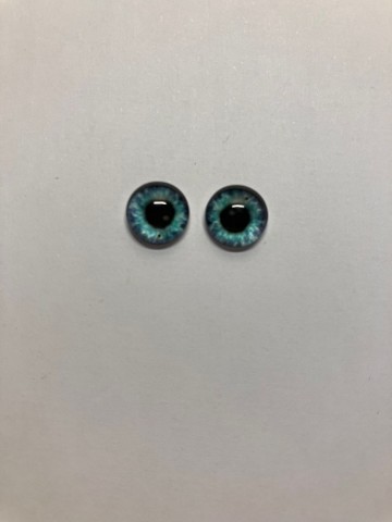 Cabochon Oogjes 10 mm Ronde pupillen 2 stuks Grijs-Groen