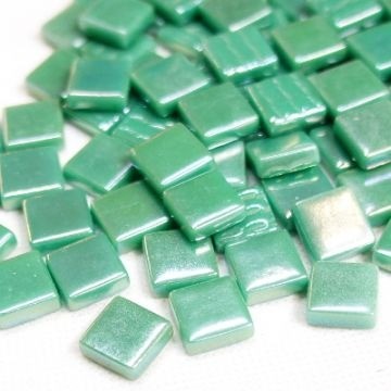 Glas Vierkantjes 12mm Parelmoer 50 gram Turquoise 015P
