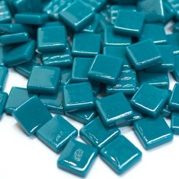 Glas Vierkantjes 12mm Basis 50 gram Donker Turquoise 016