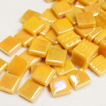 Glas Vierkantjes 12mm Parelmoer 50 gram Warm Geel 033P