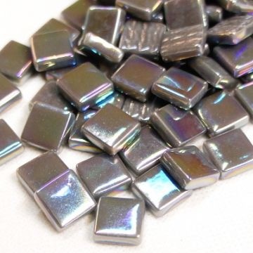 Glas Vierkantjes 12mm Parelmoer 50 gram Donkergrijs 048P