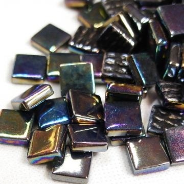 Glas Vierkantjes 12mm Parelmoer 50 gram Zwart 049P