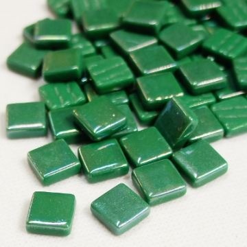Glas Vierkantjes 12mm Parelmoer 50 gram Zacht Donkergroen 055P