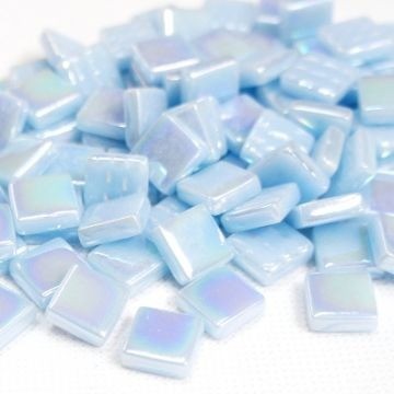 Glas Vierkantjes 12mm Parelmoer 50 gram Licht Blauw 061P