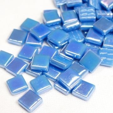 Glas Vierkantjes 12mm Parelmoer 50 gram Zacht Blauw 065P