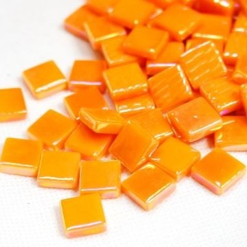 Glas Vierkantjes 12mm Parelmoer 50 gram Oranje 104P