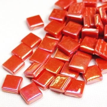 Glas Vierkantjes 12mm Parelmoer 50 gram Fel Rood 107P