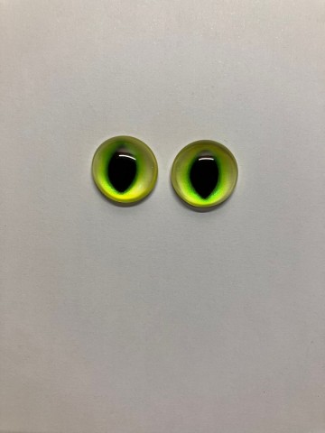 Cabochon Oogjes 14 mm Ovalen pupillen 2 stuks Geel-Groen