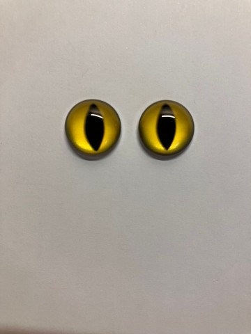 Cabochon Oogjes 14 mm Ovalen pupillen 2 stuks Geel