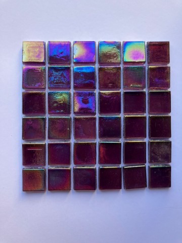 (koopjes) Glas Vierkantjes 15mm 36 stuks Donkerpaars Parelmoer