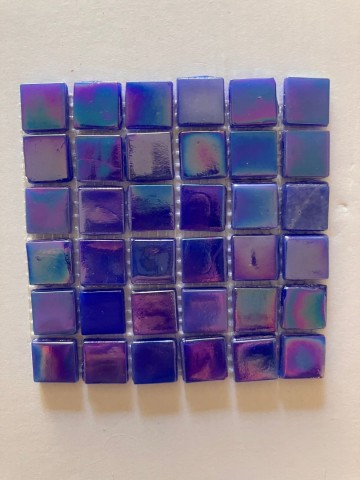 (koopjes) Glas Vierkantjes 15mm 36 stuks Helder Donkerblauw Parelmoer