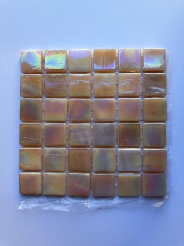 (koopjes) Glas Vierkantjes 15mm 36 stuks Licht Zalmroze Parelmoer