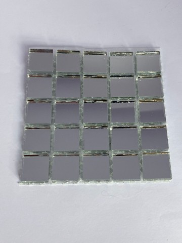 Glas Vierkantjes 15mm Spiegel 25 stuks Glad