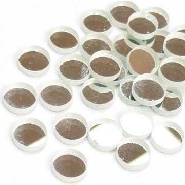 Glas Rondjes 15 mm Spiegel 16 stuks Zilver Glad