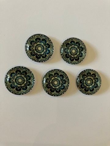 Glas Cabochons 18 mm 5 stuks Mandala Donkerblauw