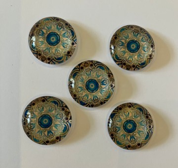Glas Cabochons 18 mm 5 stuks Mandala Donkerblauw