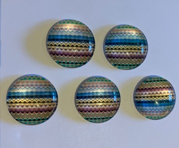 Glas Cabochons 20 mm 5 stuks Streep Koel