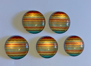 Glas Cabochons 20 mm 5 stuks Streep Multi Kleur