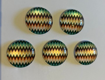 Glas Cabochons 20 mm 5 stuks Zigzag Groovy