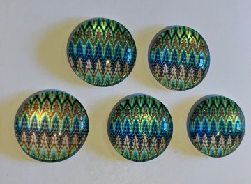 Glas Cabochons 20 mm 5 stuks Zigzag koel