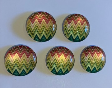 Glas Cabochons 20 mm 5 stuks Zigzag Multi kleur