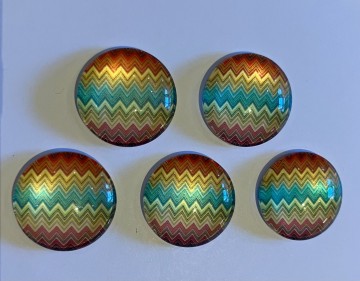 Glas Cabochons 20 mm 5 stuks Zigzag Regenboog