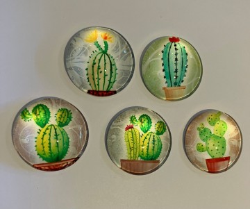 Glas Cabochons 25 mm 5 stuks cactus (1)