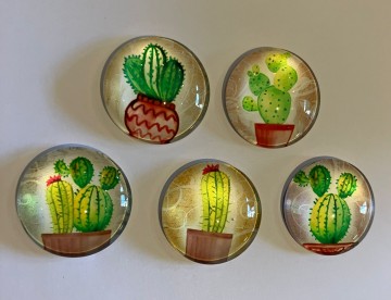 Glas Cabochons 25 mm 5 stuks cactus (2)