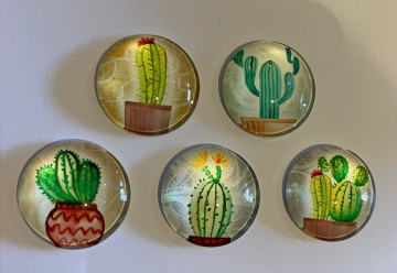 Glas Cabochons 25 mm 5 stuks cactus (3)