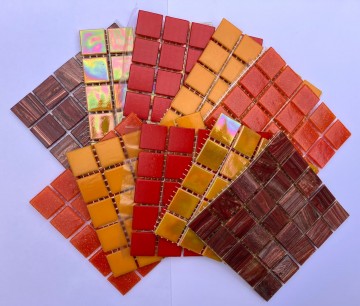 (koopjes) glas vierkantjes pakket 20 mm (10 x 25 stuks) Vuur