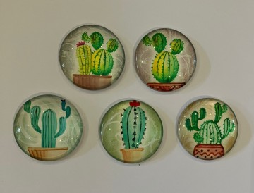 Glas Cabochons 30 mm 5 stuks cactus (1)
