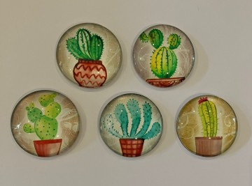 Glas Cabochons 30 mm 5 stuks cactus (3)