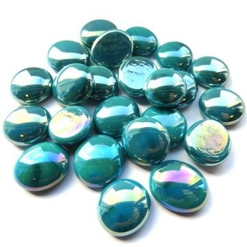 Glas Nuggets Medium 50 gram Turquoise Parelmoer 4452
