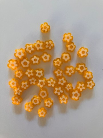 Millefiori Glaskralen 40 suks Bloem 5-6 mm Zonne Geel