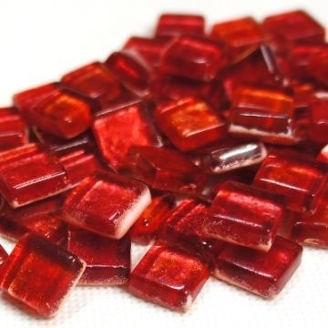 Glas Vierkantjes 12mm Metallic Shine 50 gram Donkerrood 708