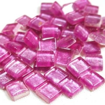 Glas Vierkantjes 12mm Metallic Shine 50 gram Fel Roze 709