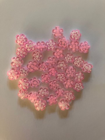 Millefiori Glaskralen 40 suks Bloem 8 mm Licht Roze