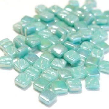 Glas vierkantjes 8 mm Parelmoer 50 gram Licht Turquoise 013P