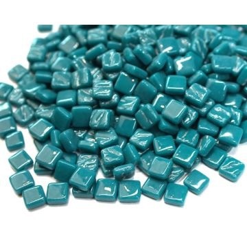 Glas Vierkantjes 8 mm Basis 50 gram Donker Turquoise 016