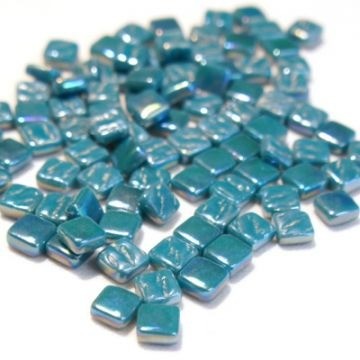 Glas Vierkantjes 8 mm Parelmoer 50 gram Donker Turquoise 016P