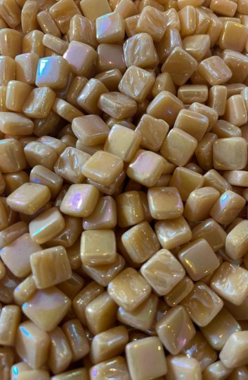 Glas Vierkantjes 8 mm Parelmoer 50 gram Warm Geel 033P