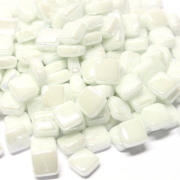 Glas Vierkantjes 8 mm Parelmoer 50 gram Wit 040P