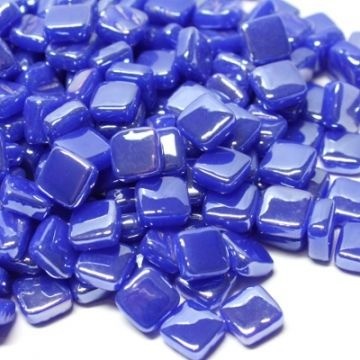 Glas Vierkantjes 8 mm Parelmoer 50 gram Fel Blauw 069P