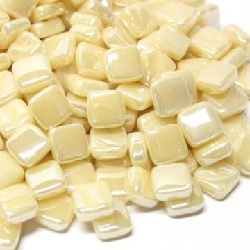 Glas Vierkantjes 8 mm Parelmoer 50 gram Creme 092P
