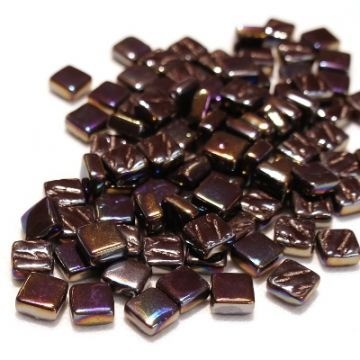 Glas Vierkantjes 8 mm Parelmoer 50 gram Donkerbruin 100P