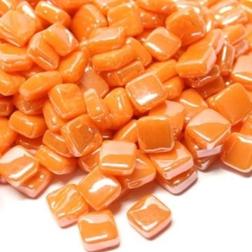 Glas Vierkantjes 8 mm Parelmoer 50 gram Oranje 104P