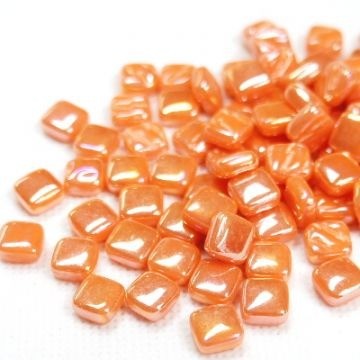 Glas Vierkantjes 8 mm Parelmoer 50 gram Fel Oranje 105P